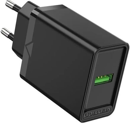 Сетевое зарядное устройство VENTION FABB0-EU, USB-A, 18Вт, 3A, черный