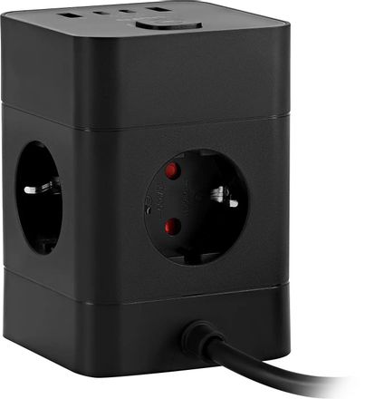 Сетевой удлинитель Buro BU-PTE4.1UC-Plus-B, 1.5м, черный