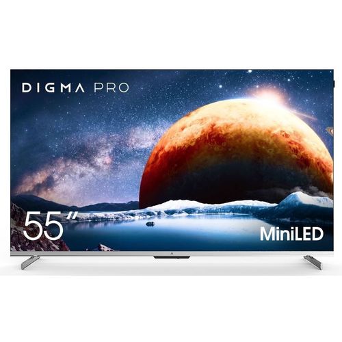 55" Телевизор DIGMA PRO Mini LED 55Q QLED, 4K Ultra HD, СМАРТ ТВ, Android TV, серебристый