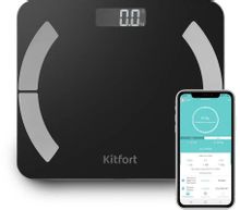 Изображение товара Напольные весы KitFort КТ-814 до 180 кг стекло черные диагностические