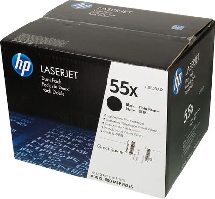 Картридж (двойная упаковка) HP 55X, черный / CE255XD