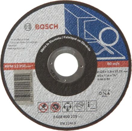 Диск отрезной по мет. Bosch (2608600219) d=125мм d(посад.)=22.23мм (угловые шлифмашины)