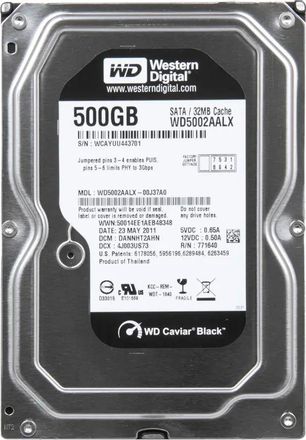 Жесткий диск WD Caviar Black WD5002AALX,  500ГБ,  HDD,  SATA III,  3.5"