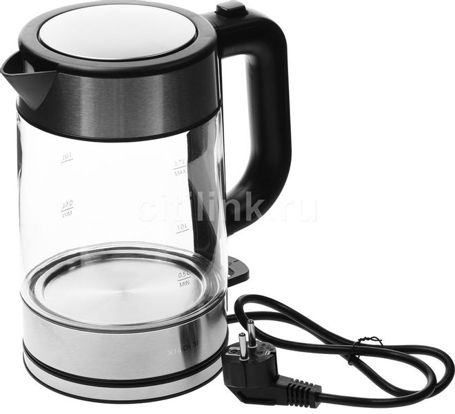 Чайник электрический Xiaomi Electric Glass Kettle RU, 2200Вт, прозрачный и черный