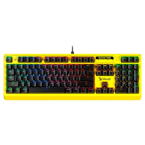 Клавиатура A4TECH Bloody B810RC Punk, проводная, USB, механическая, желтый/черный [b810rc ( punk yellow )]