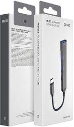 Адаптер PERO MH03, USB Type-C (m) - USB-A (f)/2хUSB-A (f)/USB Type-C (f), 0.19м, серый