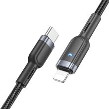 Изображение товара Кабель Hoco U117 Lightning USB Type-C 1.2м черный качественный зарядный кабель