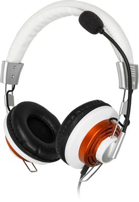 Гарнитура HAMA HS-320,  для компьютера, накладные,  проводные, белый  / золотистый [00053991]