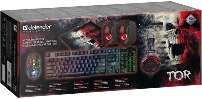 Комплект Defender Tor MHP-127 (клав/мышь/коврик/гарн/колонка) черный ...