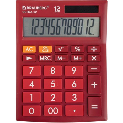 Калькулятор BRAUBERG Ultra, 12-разрядный, бордовый