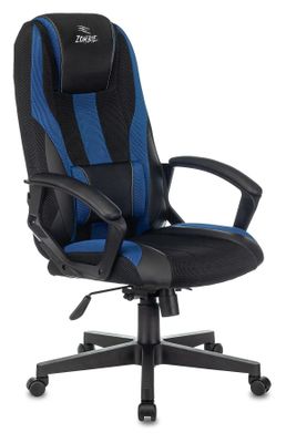 Кресло игровое ZOMBIE 9, на колесиках, ткань/экокожа, черный/синий [zombie 9 blue]
