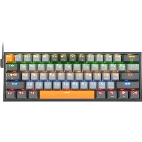 Клавиатура Redragon Fizz, проводная, USB, механическая, серый/оранжевый [72600]