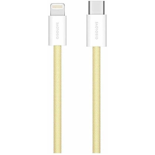 Кабель SOLOVE Solove DW6 2M, Lightning (m) - USB Type-C (m), 2м, MFI, 3A, желтый [dw6 2m yellow rus]