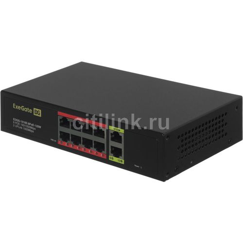 Коммутатор EXEGATE EDGS-1010D.8PoE-120W, неуправляемый, 10 RJ-45, 10/100/1000 Мбит/с [ex299023rus]