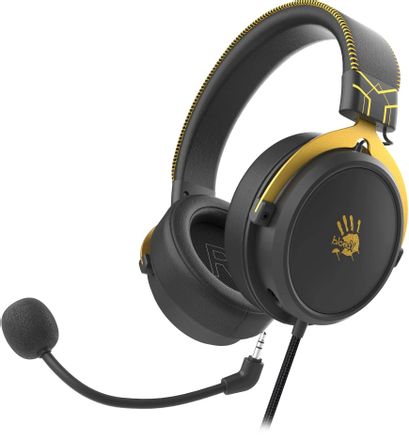 Гарнитура игровая A4TECH Bloody M590i,  для компьютера и игровых консолей, мониторные,  USB/3,5 мм, желтый  / серый [m590i sports lime]