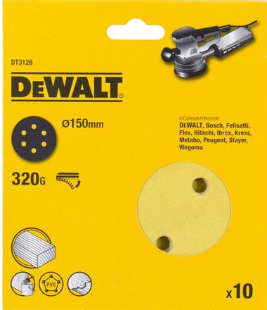 Круг шлифовальный 10 шт. DeWALT DT3128-QZ, 150мм, по дереву