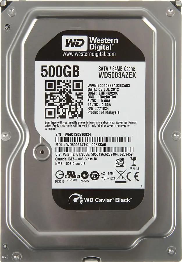 WD Caviar Black WD5003AZEX 500 HDD SATA III 3.5 706991