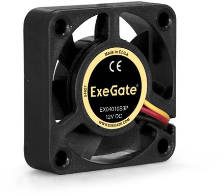 Вентилятор EXEGATE EX166186RUS 40мм, 3-pin, 5000об/мин, 24 дБ, черный, Bulk