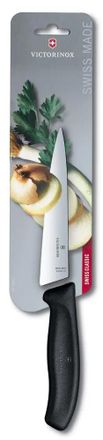 Нож кухонный Victorinox Swiss Classic Chef, разделочный, 150мм, заточка прямая, стальной, черный [6.8003.15b]