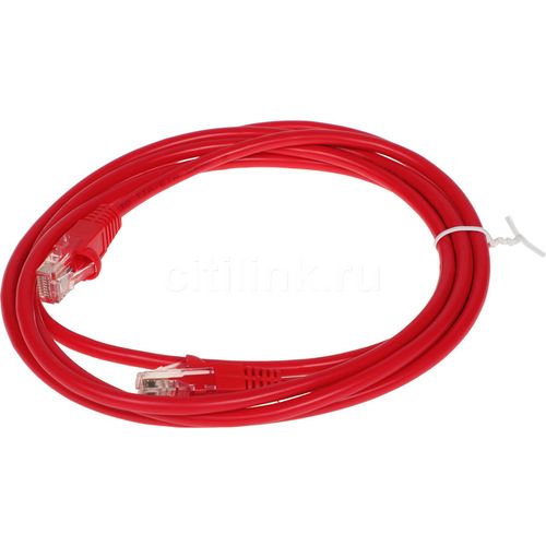 Патч-корд Buro литой (molded), UTP, кат.5E, 2м, 4 пары, 26AWG, алюминий омедненный, многожильный, красный