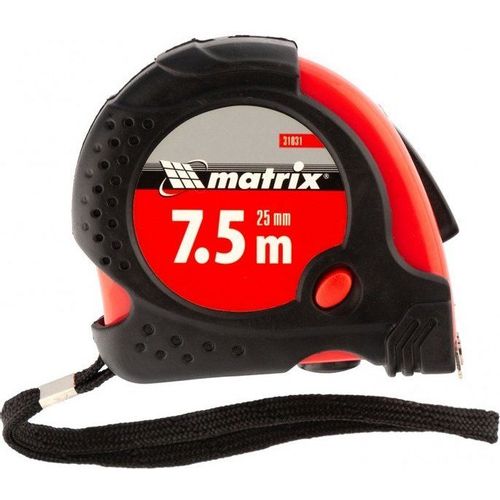 Рулетка строительная MATRIX Status magnet fixation, 7.5м x25мм, с магнитным зацепом [31031 ]