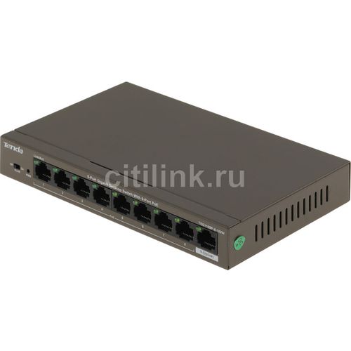 Коммутатор TENDA TEG1109P-8-102W, неуправляемый, 9 RJ-45, 10/100/1000 Мбит/с