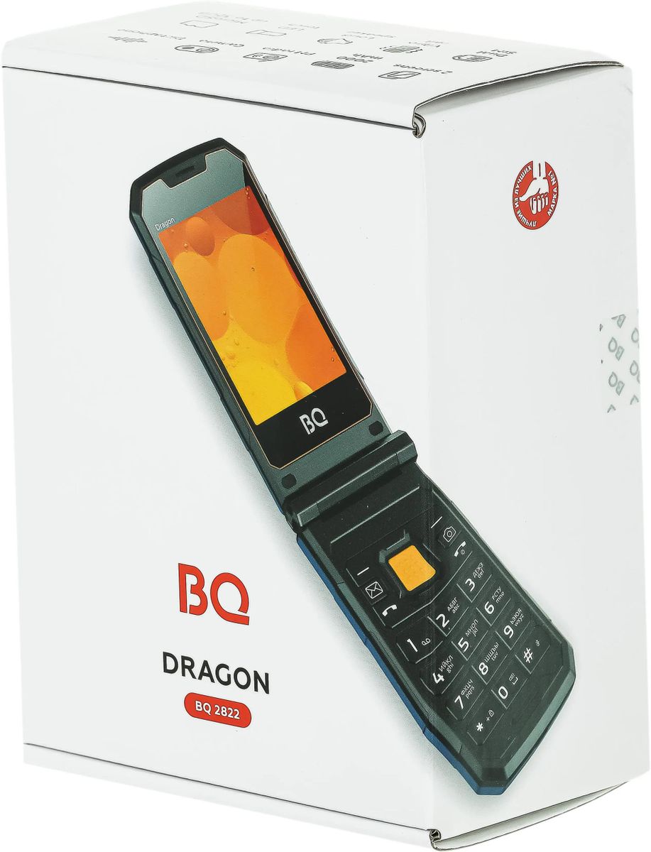 Характеристики Сотовый телефон BQ Dragon 2822, синий/оранжевый (1539693)  смотреть в СИТИЛИНК