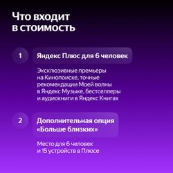 Мультиподписка Яндекс Плюс с опцией "Больше близких" на 12 мес