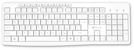 Клавиатура Oklick K225W, беспроводная, USB, Радиоканал,  мембранная, белый [1875235]