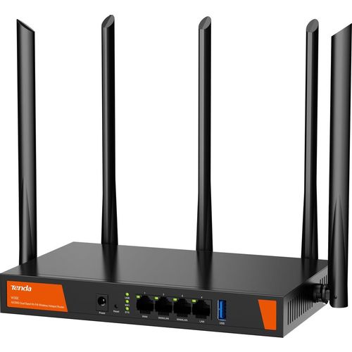 Wi-Fi роутер TENDA W30E, Wi-Fi 5, AX3000, 2.4/5ГГц, 1 LAN, 2 WAN/LAN, 1xUSB, черный