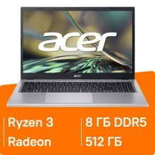 Изображение товара Ноутбук Acer Aspire 3 A315-24P-R0Q6 15.6", IPS, AMD Ryzen 3 7320U 2.4ГГц, 4-ядерный, 8ГБ LPDDR5, 512ГБ SSD,  AMD Radeon  610M, без операционной системы, серебристый [nx.kdecd.008]