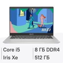 Изображение товара MSI Modern 14 C12M-239RU ноутбук 14 IPS Core i5 8ГБ SSD Windows 11 серебристый