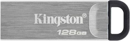 Флешка USB Kingston DataTraveler Kyson 128ГБ, USB3.2, серебристый и черный [dtkn/128gb]
