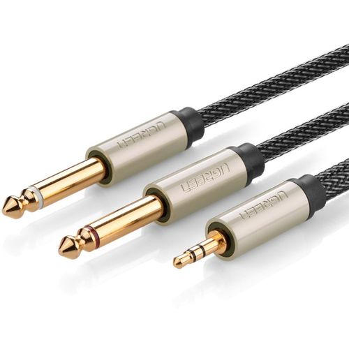 Кабель аудио UGREEN AV126, Jack 3.5 (m) — Jack 6.35 (m), 2м, серый [10615]