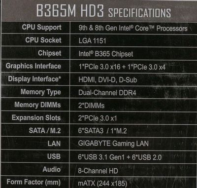 Gigabyte b365m hd3 top