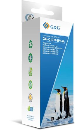 Чернила G&G GG-C13T03P14A 110BK, для Epson, 140мл, черный пигментный