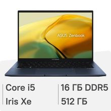 Изображение товара Ноутбук ASUS Zenbook 14 UX3402VA-KP696, 14 IPS, i5, 16GB, SSD 512GB, без ОС, синий