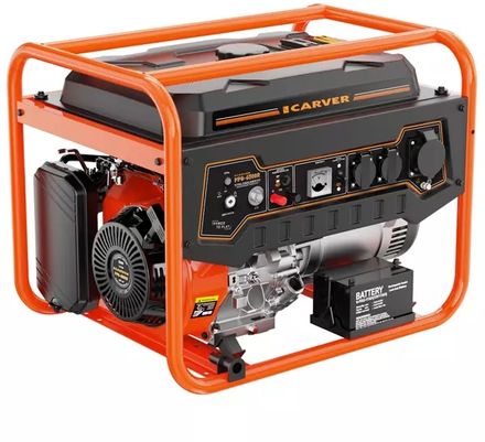 Бензиновый генератор CARVER PPG- 6500R, 220/12 В, 5.5кВт, с АКБ [01.020.00077]