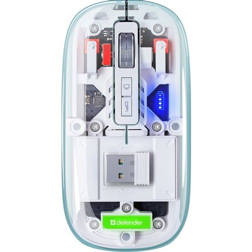 Мышь беспроводная Defender Ixes MM-999, Bluetooth/Радио, оптическая, USB, 2400dpi, прозрачный [52999]