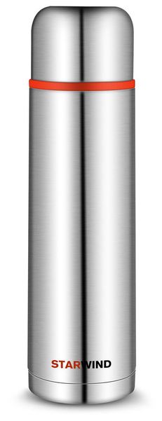 Термос StarWind 10-1000, 1л, серебристый/ красный