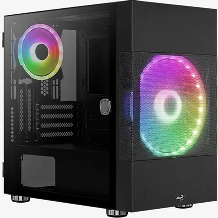 Корпус mATX Aerocool Atomic-G-BK-v1, Mini-Tower, без БП, черный