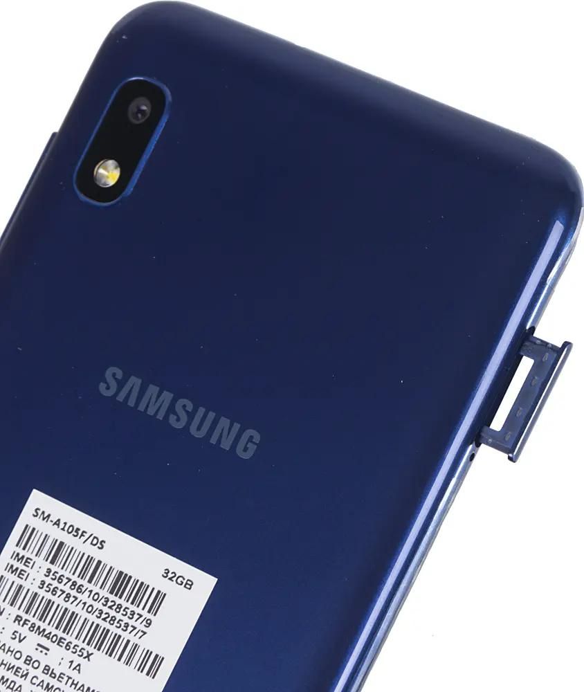 Характеристики Смартфон Samsung Galaxy A10 32Gb, SM-A105F, синий (1139312)  смотреть в СИТИЛИНК