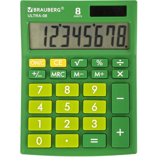 Калькулятор BRAUBERG Ultra, 8-разрядный, зеленый