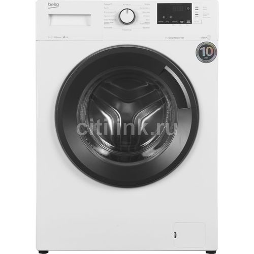 Стиральная машина Beko WSRE7612XAWI, с фронтальной загрузкой, 7кг, 1200об/мин, с паром, инверторная