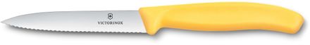 Нож кухонный Victorinox Swiss Classic 6.7738.c1, для чистки овощей и фруктов, 100мм, заточка прямая, стальной, желтый