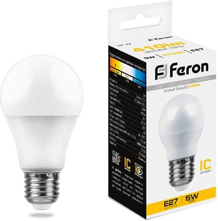 Упаковка ламп LED FERON E27,  шар, 5Вт, LB-38, 10 шт. [25404-10]
