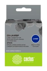 Картридж Cactus CS-LK4RBP, 12мм,  черный шрифт, красный фон,  9м