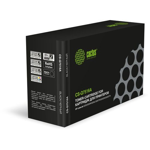 Картридж Cactus CS-Q7516A, Q7516A, черный / CS-Q7516A