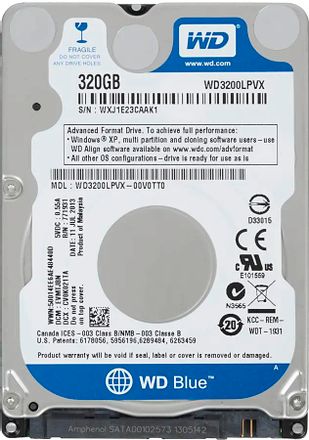 Жесткий диск WD Blue WD3200LPVX,  320ГБ,  HDD,  SATA III,  2.5"