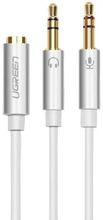 Изображение товара Аудиокабель UGREEN AV140 0.2 м Jack 3.5 (f) - 2xJack 3.5 (m) белый